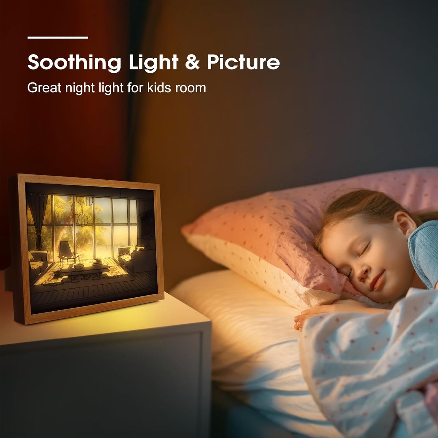 Lighting up Painting Decor Light Up Painting 3 Color Light Change Light up Photo Frame Wall Lamp - Mountain
