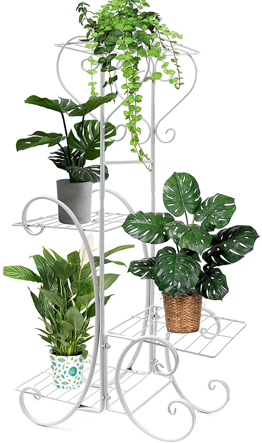 4 Tier Metal Plant Shelves Plant Stand Plant Rack White