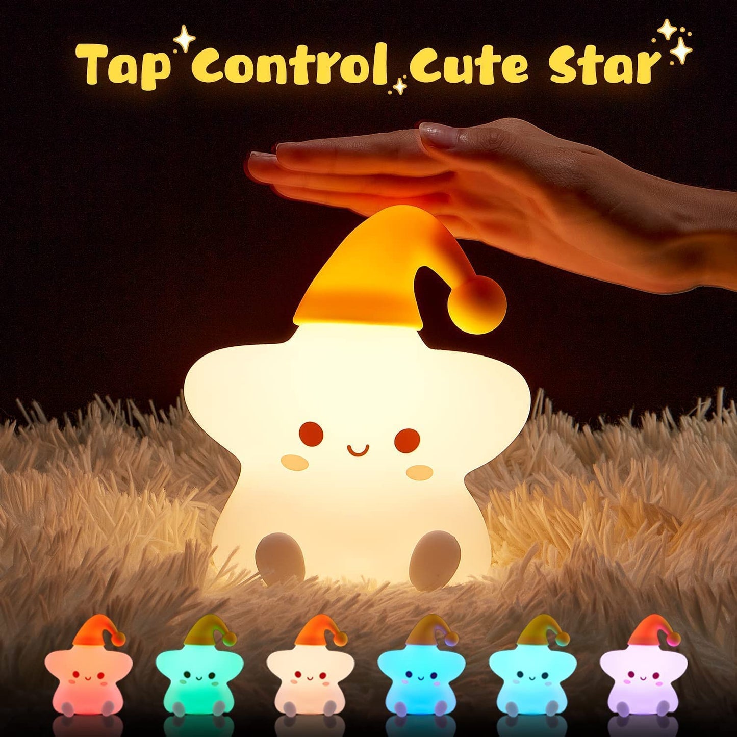 Night Light Tapping Rechargeable Night Light Sleeping Silicone Lights Star