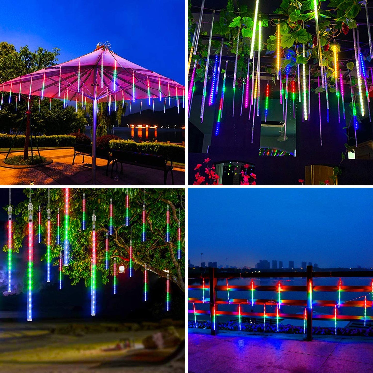 Outdoor Solar Meteor Shower Rain Lights Rainbow