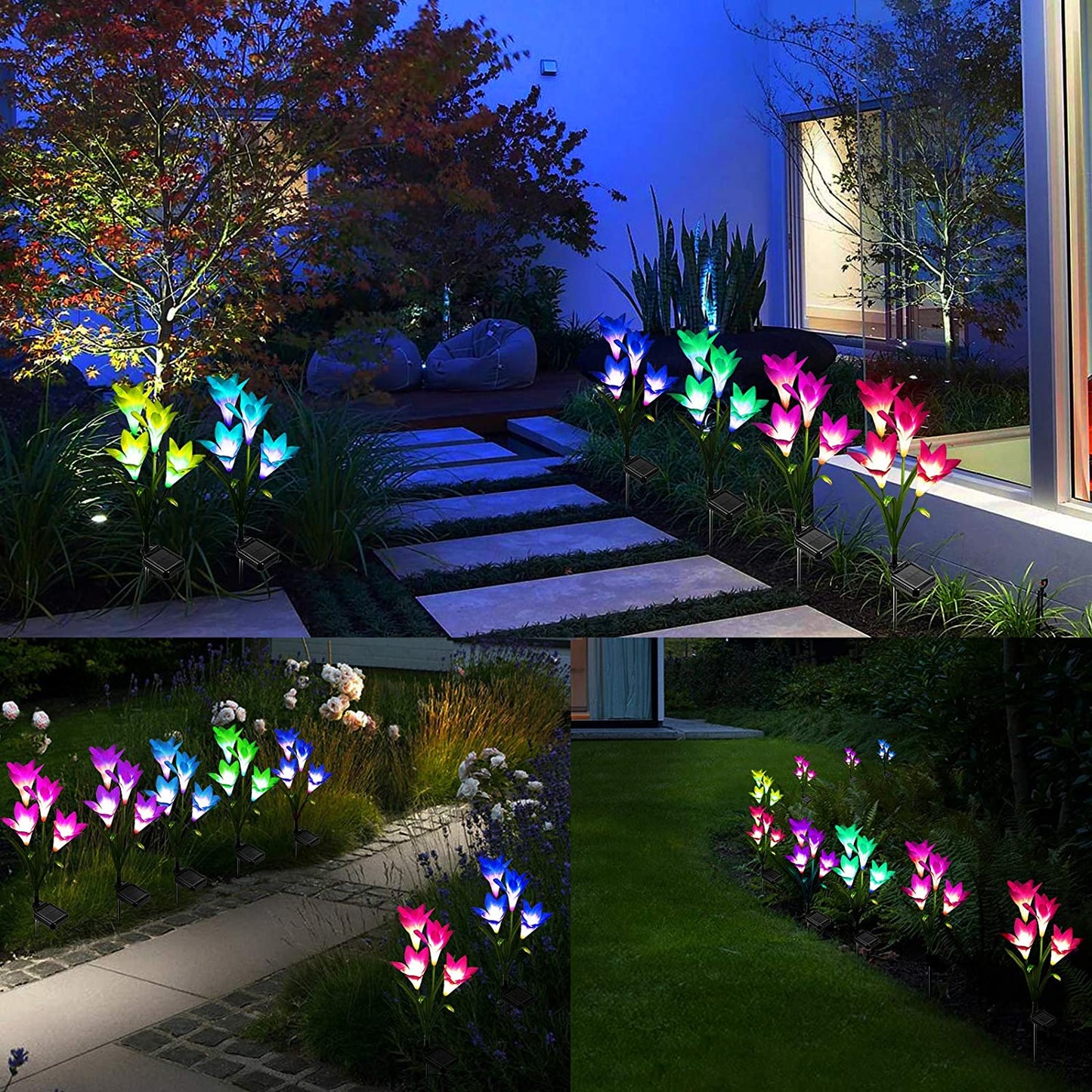 Outdoor Solar Garden Lights Bigger Lily (2 Pack) - Red