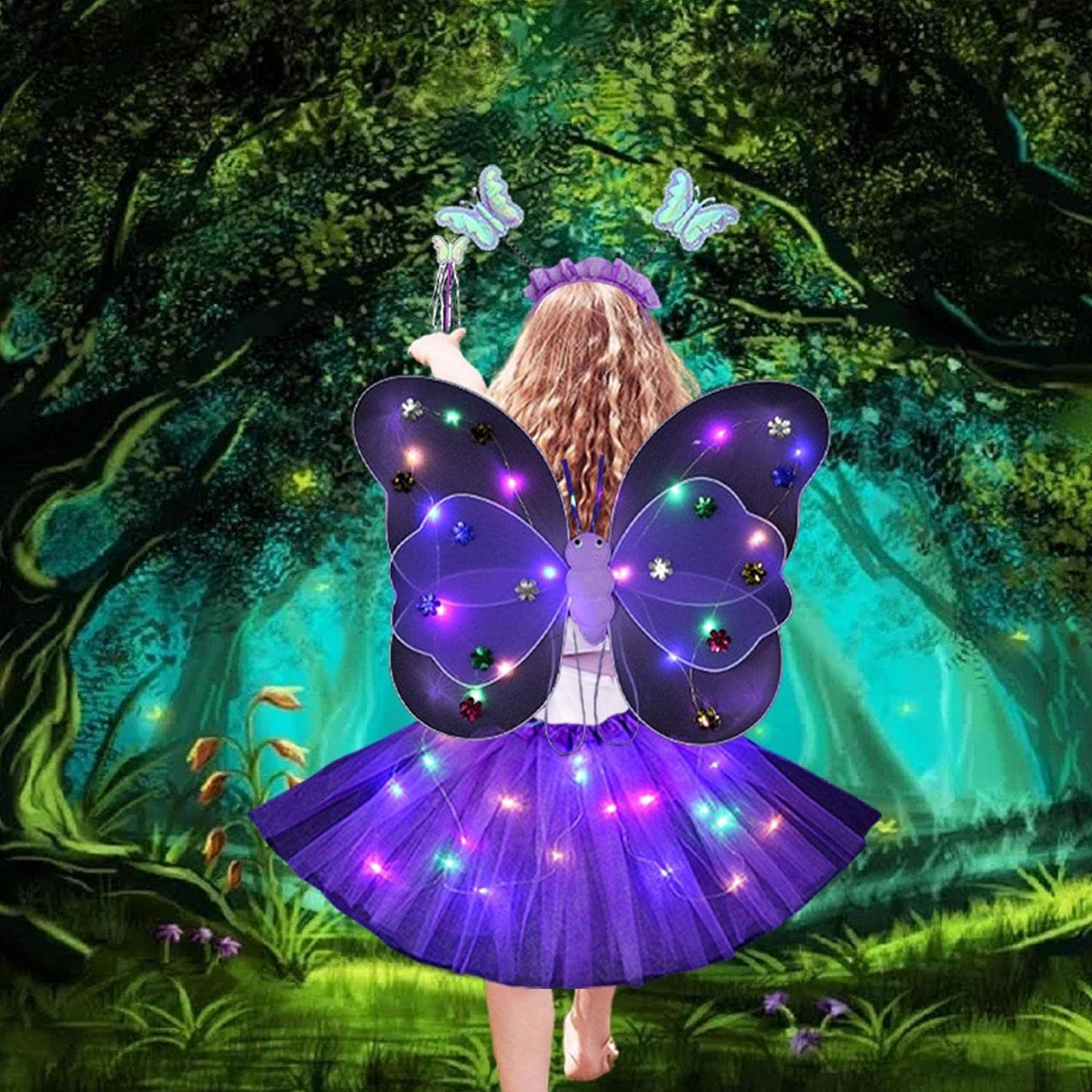 20 LED Light up Fairy Costume Set Purple
