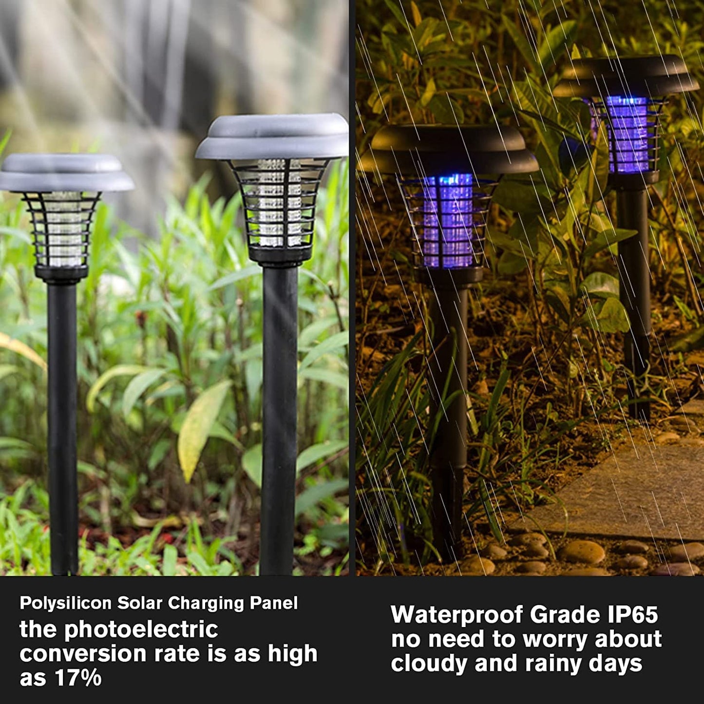 Solar Powered Garden Lawn LED Mosquito Killer Light - 2 pack