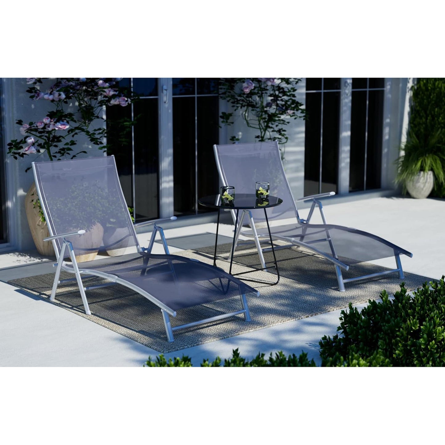 Outdoor Lounger Aluminum Alloy Lounger Black