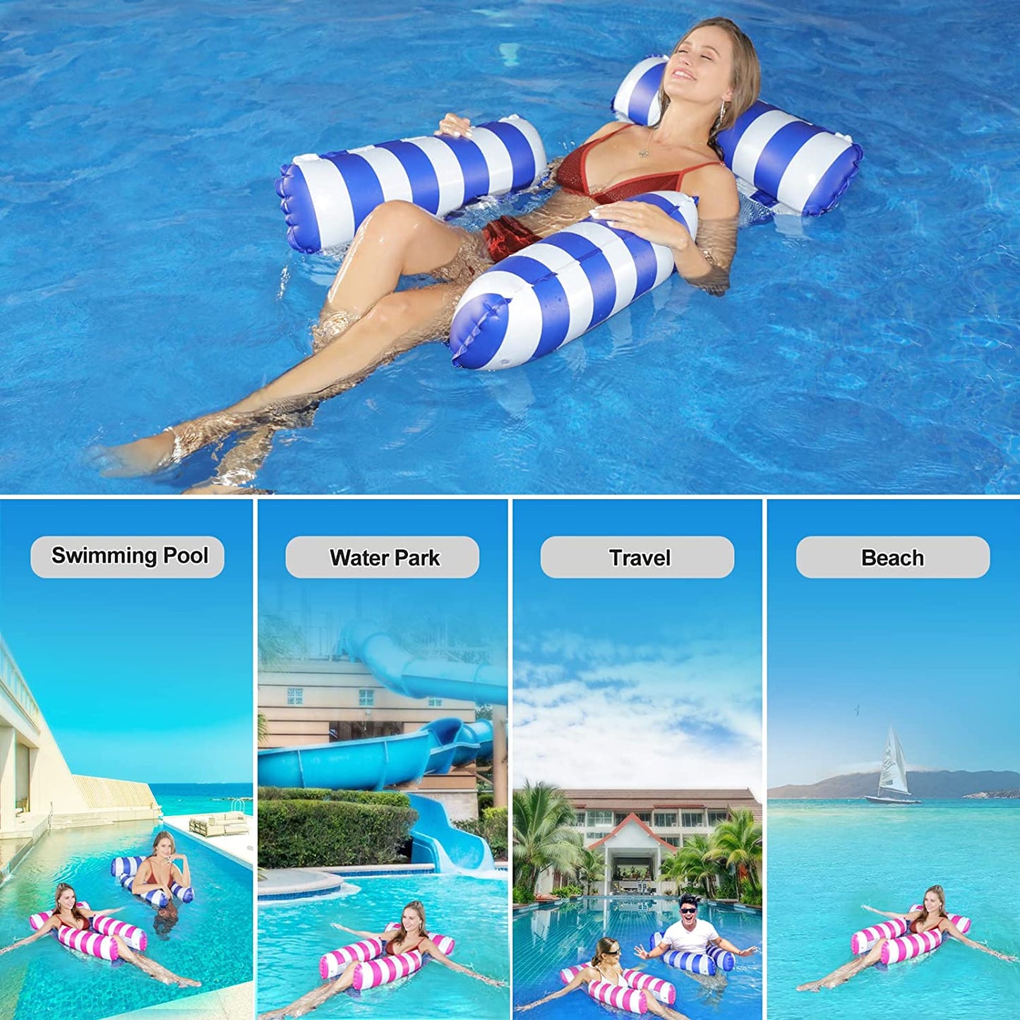 Inflatable Pool Chair Head Rest Green