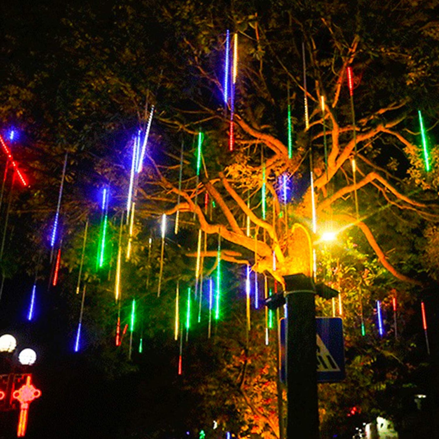 Outdoor Solar Meteor Shower Rain Lights Rainbow