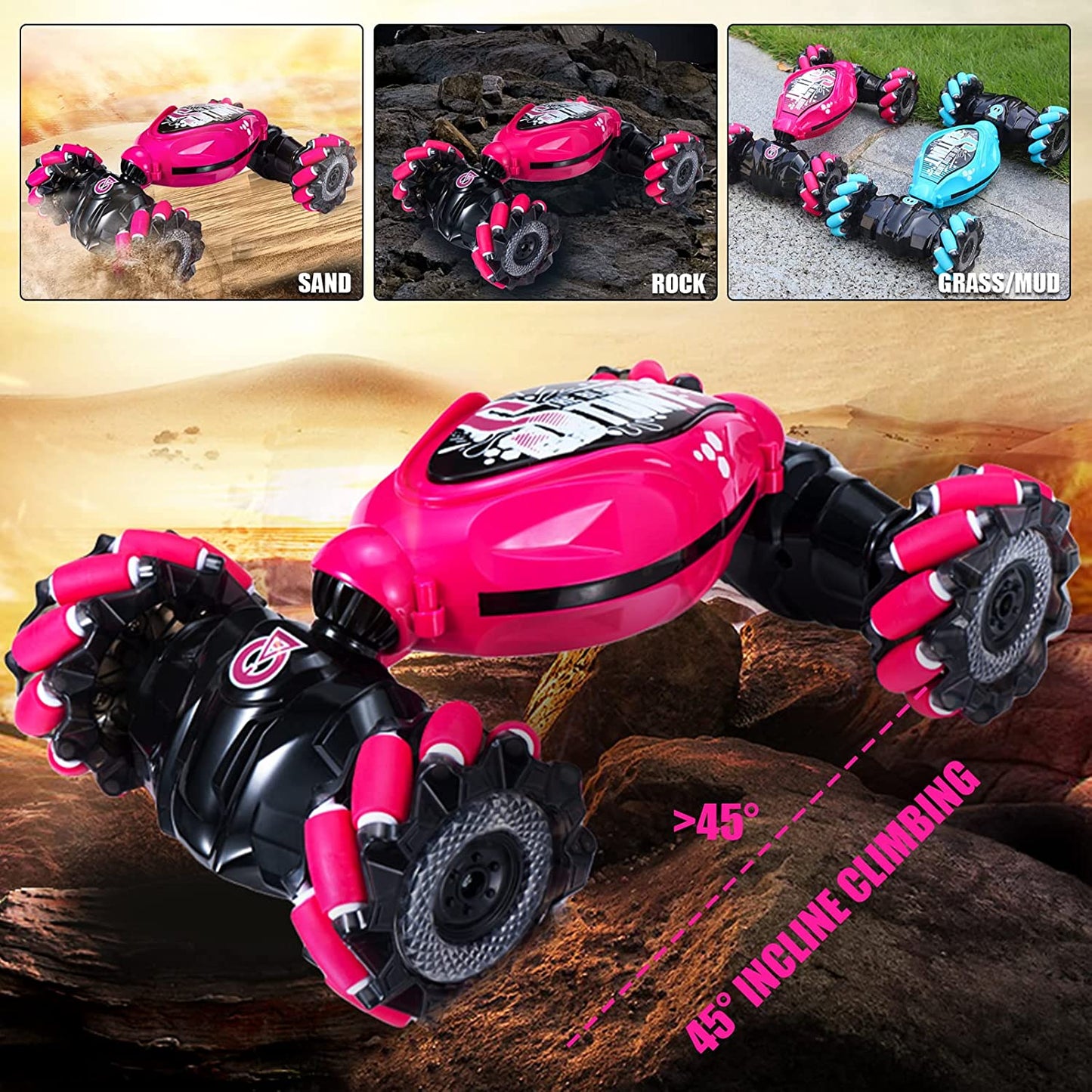 Gesture Sensing RC Stunt Car Pink