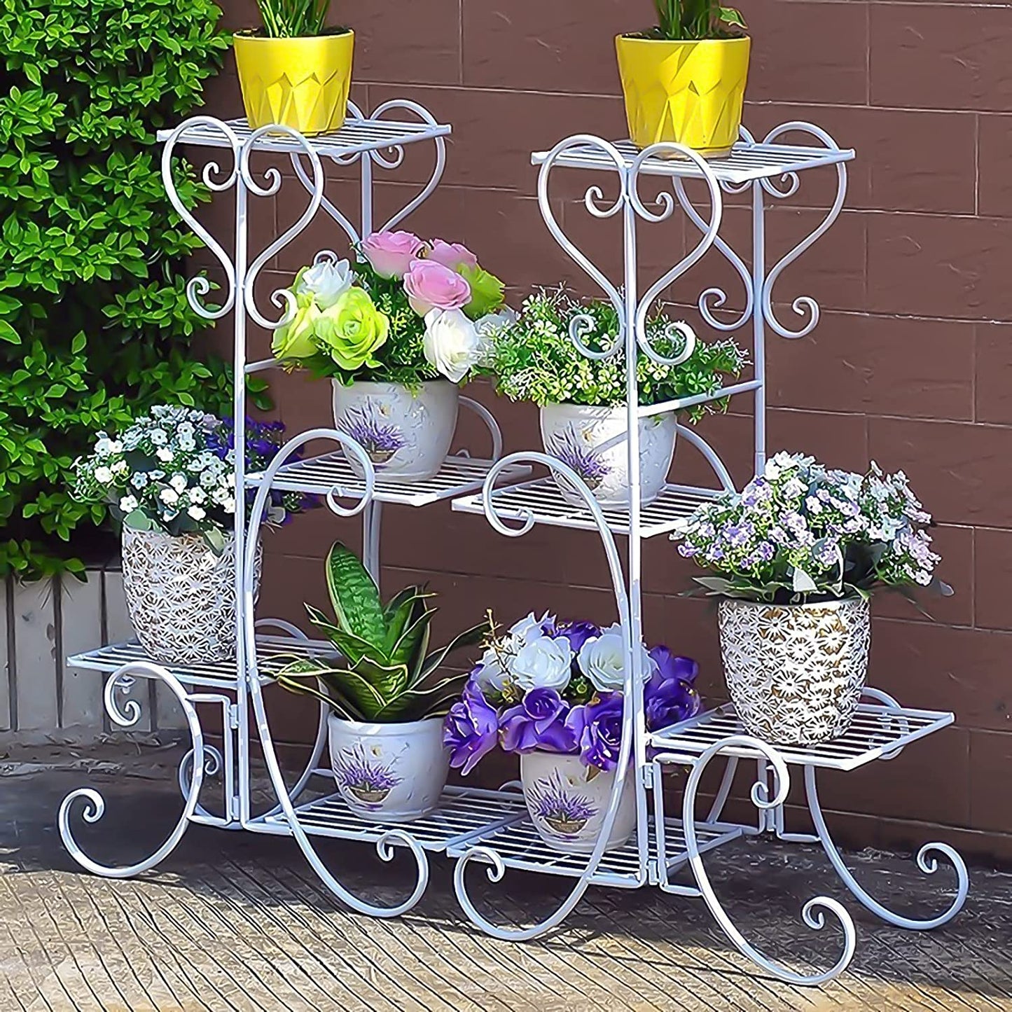 4 Tier Metal Plant Shelves Plant Stand Plant Rack White