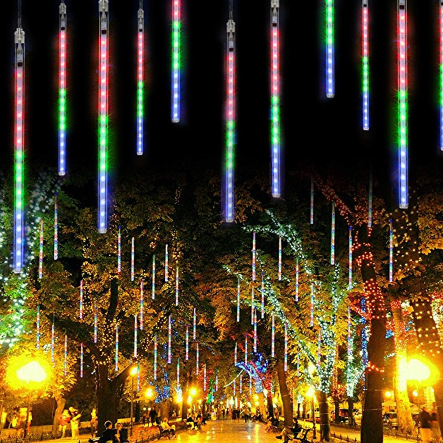 Outdoor Solar Meteor Shower Rain Lights Rainbow
