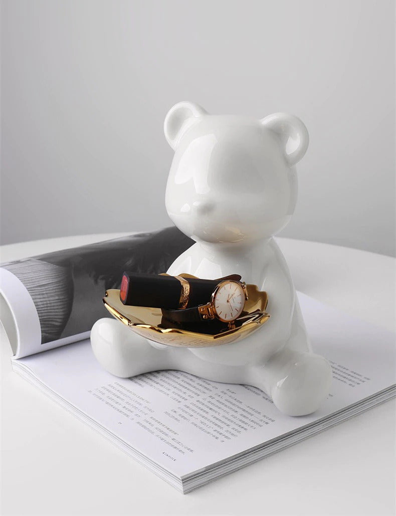 Bear Decor Plate Medium Black