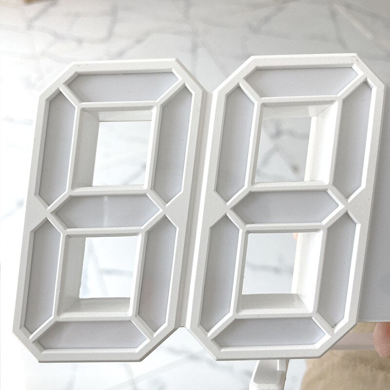 Alarm Clock Alarm Clock - White 3D LED Clock