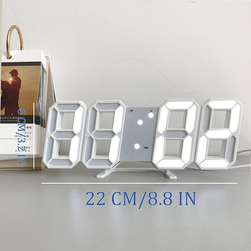 Alarm Clock Alarm Clock - White 3D LED Clock
