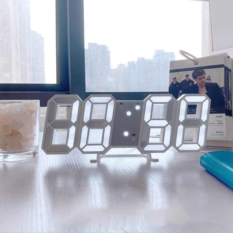 Alarm Clock Alarm Clock - White 3D LED Clock