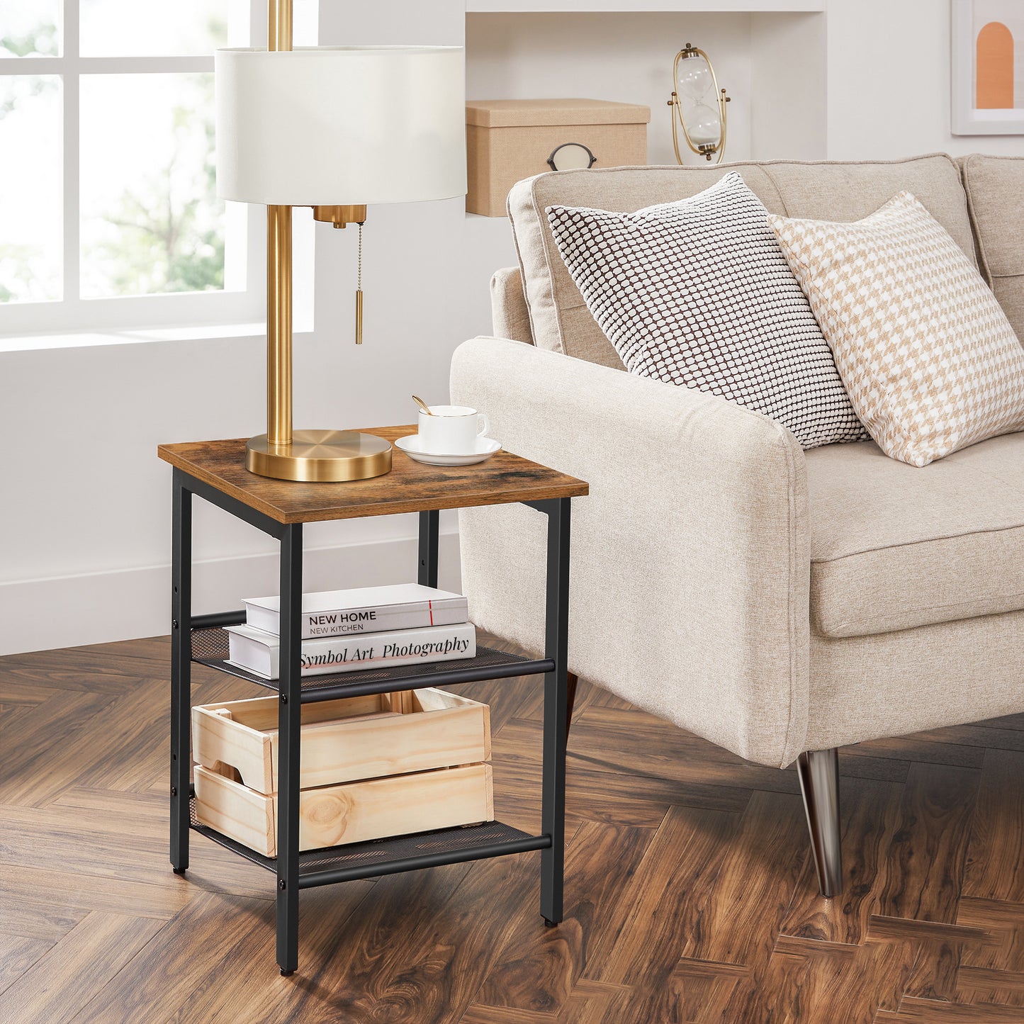 VASAGLE Side Table Set, Nightstand, Industrial Set of 2 Bedside Tables