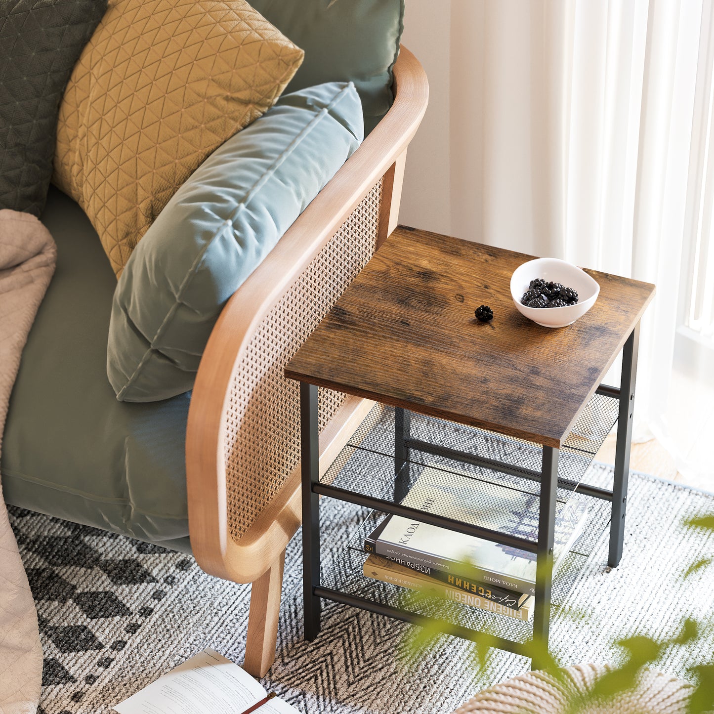 VASAGLE Side Table Set, Nightstand, Industrial Set of 2 Bedside Tables
