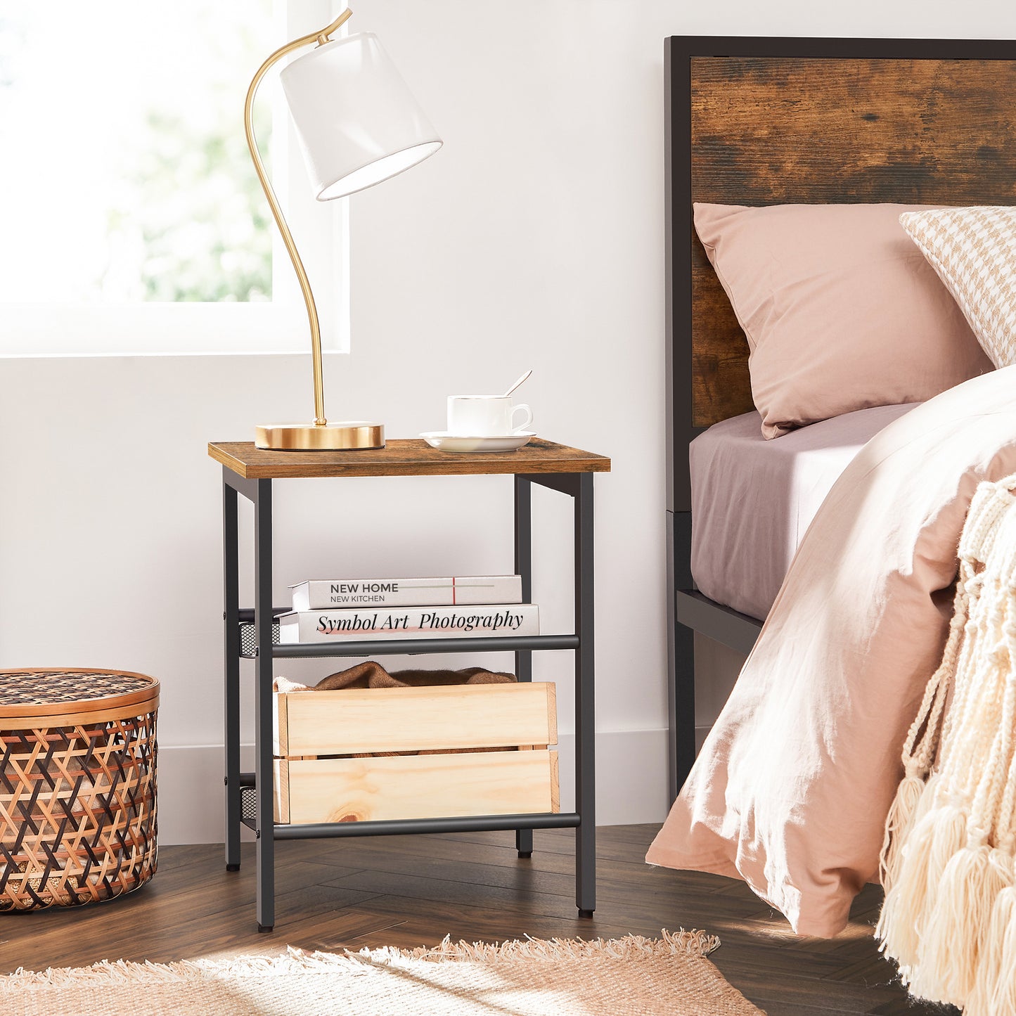 VASAGLE Side Table Set, Nightstand, Industrial Set of 2 Bedside Tables
