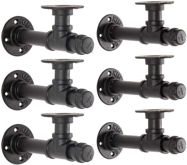 Vintage Wall Mounted Shelf Supporter Pipe Rack 25.5cm 2pcs