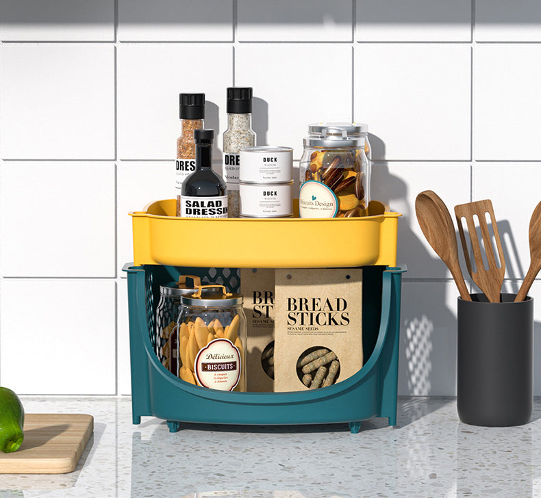 Kitchen Movable Storage Shelf Bathroom Trolley Organizer 3 Basket 1 Shelf