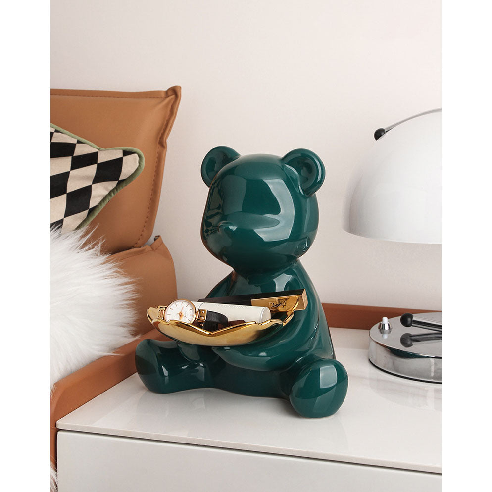Bear Decor Plate Large Green