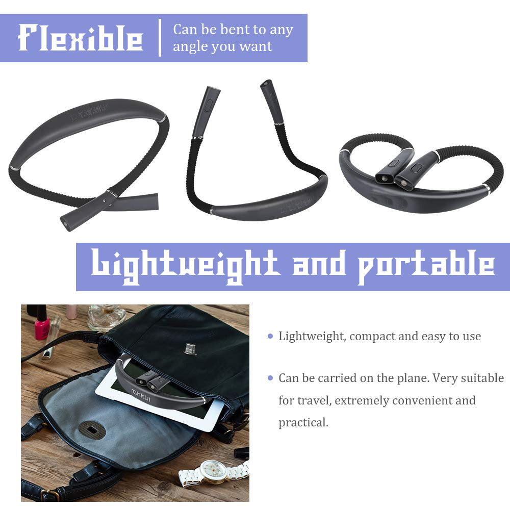 LED Neck Reading Light Rechargeable Book Light for Reading in Bed 3 Colors, 3 Brightness Levels