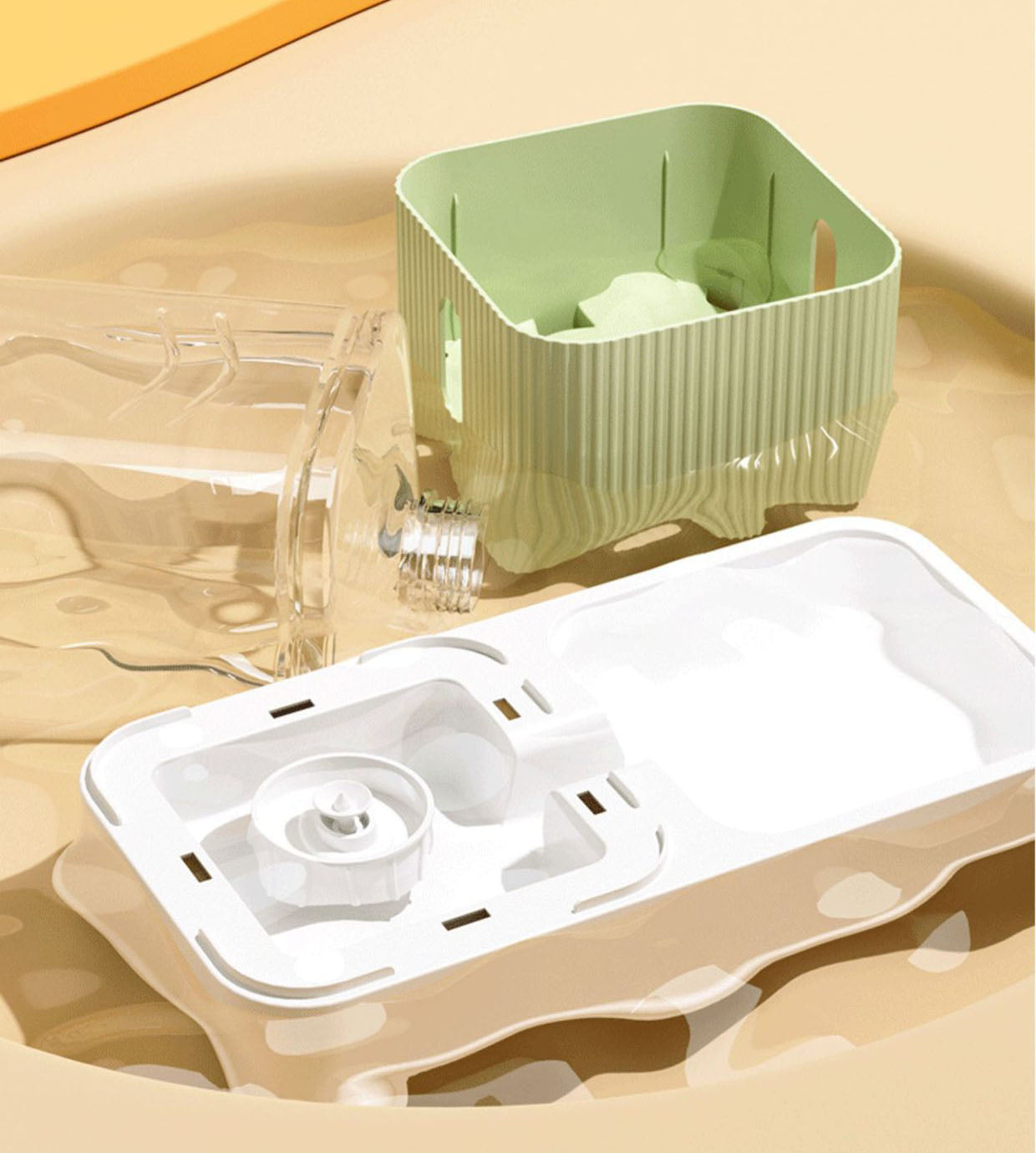 Pet Water Dispenser Food Feeder Set White