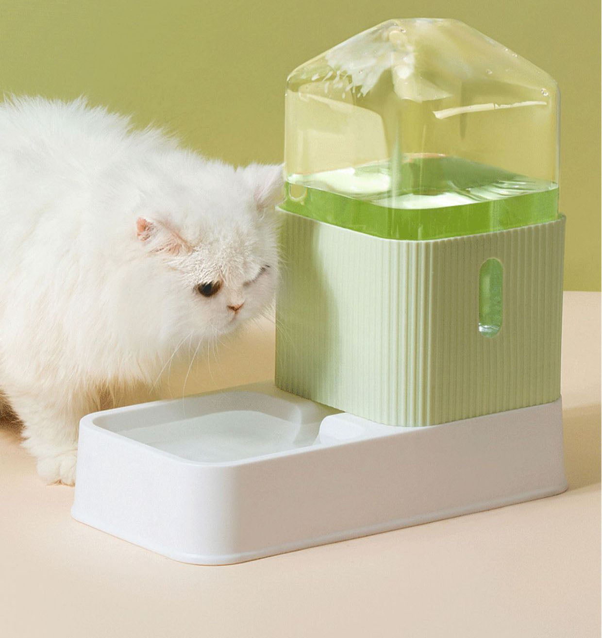 Pet Water Dispenser Food Feeder Set White