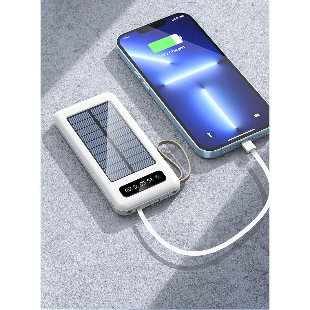 30000mAh 4in1 USB Portable Charger Solar Power Bank Black