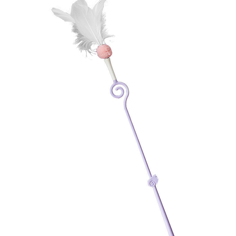 Pet Wand Toy Cartoon Type Cat Teaser Stick Pet 3 in 1 Cat Teaser Purple
