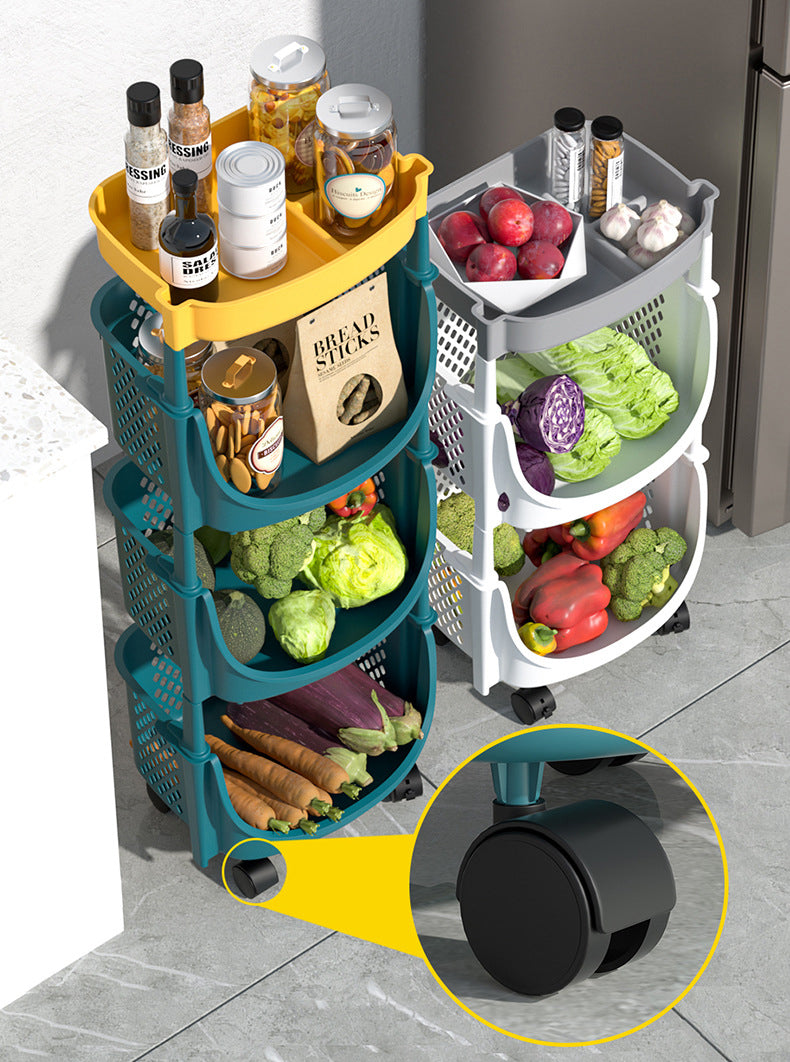 Kitchen Movable Storage Shelf Bathroom Trolley Organizer 3 Basket 1 Shelf