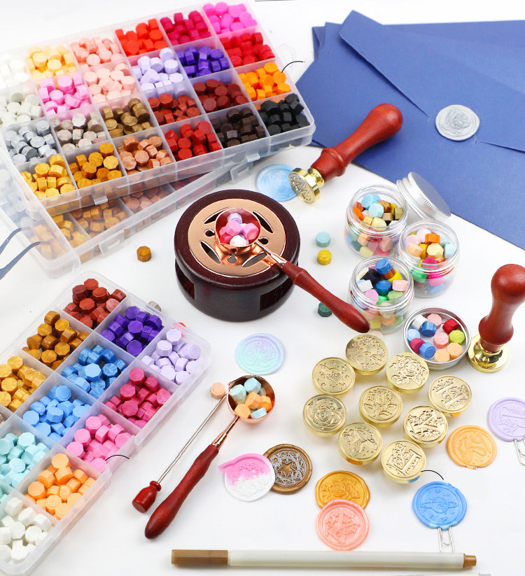 Wax Seal Stamp with Sealing Wax Beads Tool Kit 670-720 Pcs