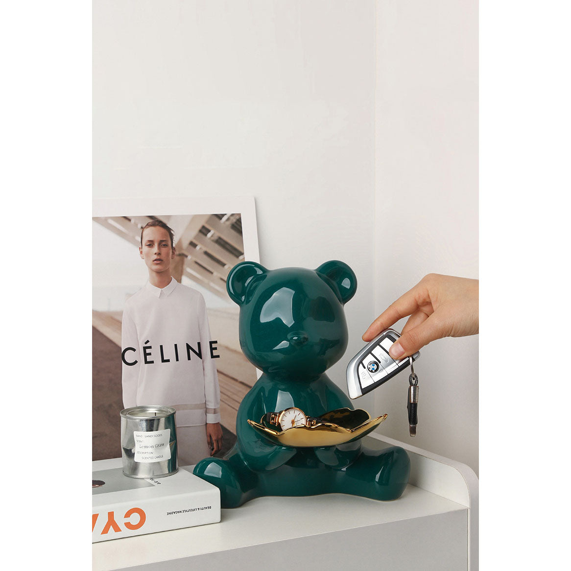 Bear Decor Plate Large Green