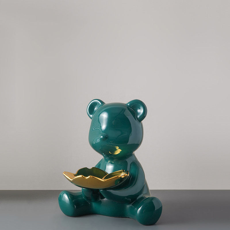 Bear Decor Plate Large Green