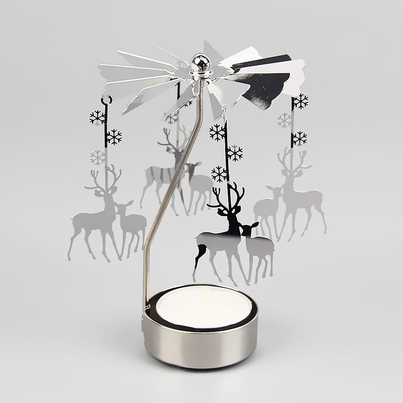 Rotating Candle Holder Metal Silver Tealight Candle Holder - Two derr