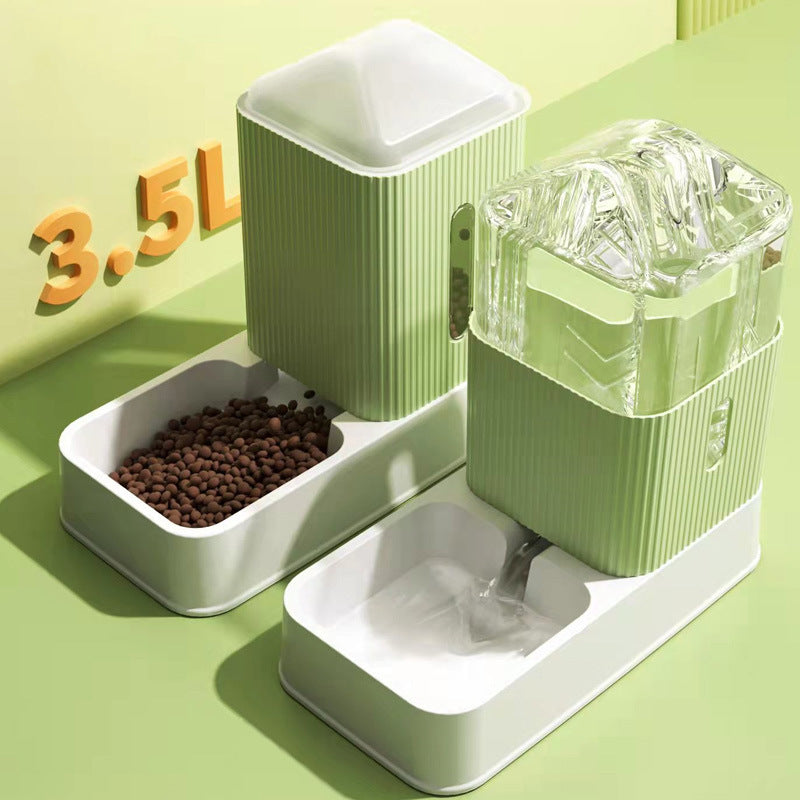 Pet Water Dispenser Food Feeder Set White