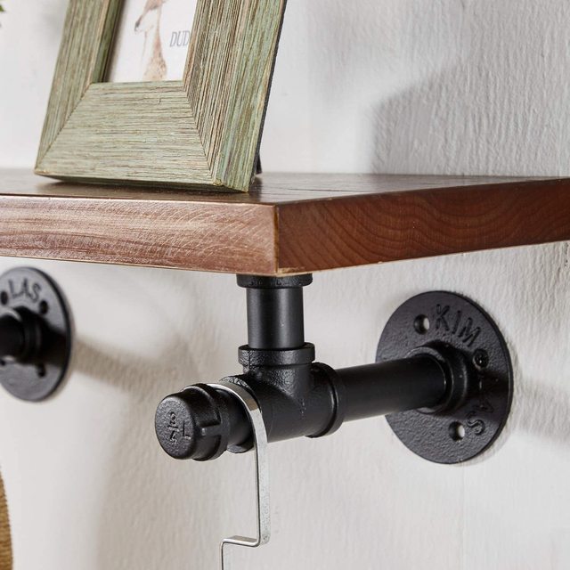 Vintage Wall Mounted Shelf Supporter Pipe Rack 25.5cm 2pcs