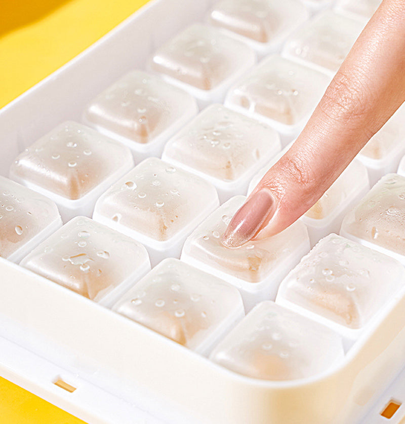 Press to Release Stackable 64Pcs Ice Molds Trays with Ice container Ice Maker Blue