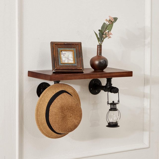 Vintage Wall Mounted Shelf Supporter Pipe Rack 25.5cm 2pcs