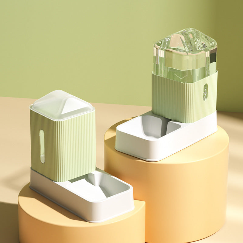 Pet Water Dispenser Food Feeder Set White
