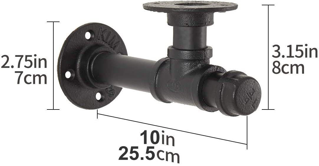 Vintage Wall Mounted Shelf Supporter Pipe Rack 25.5cm 2pcs