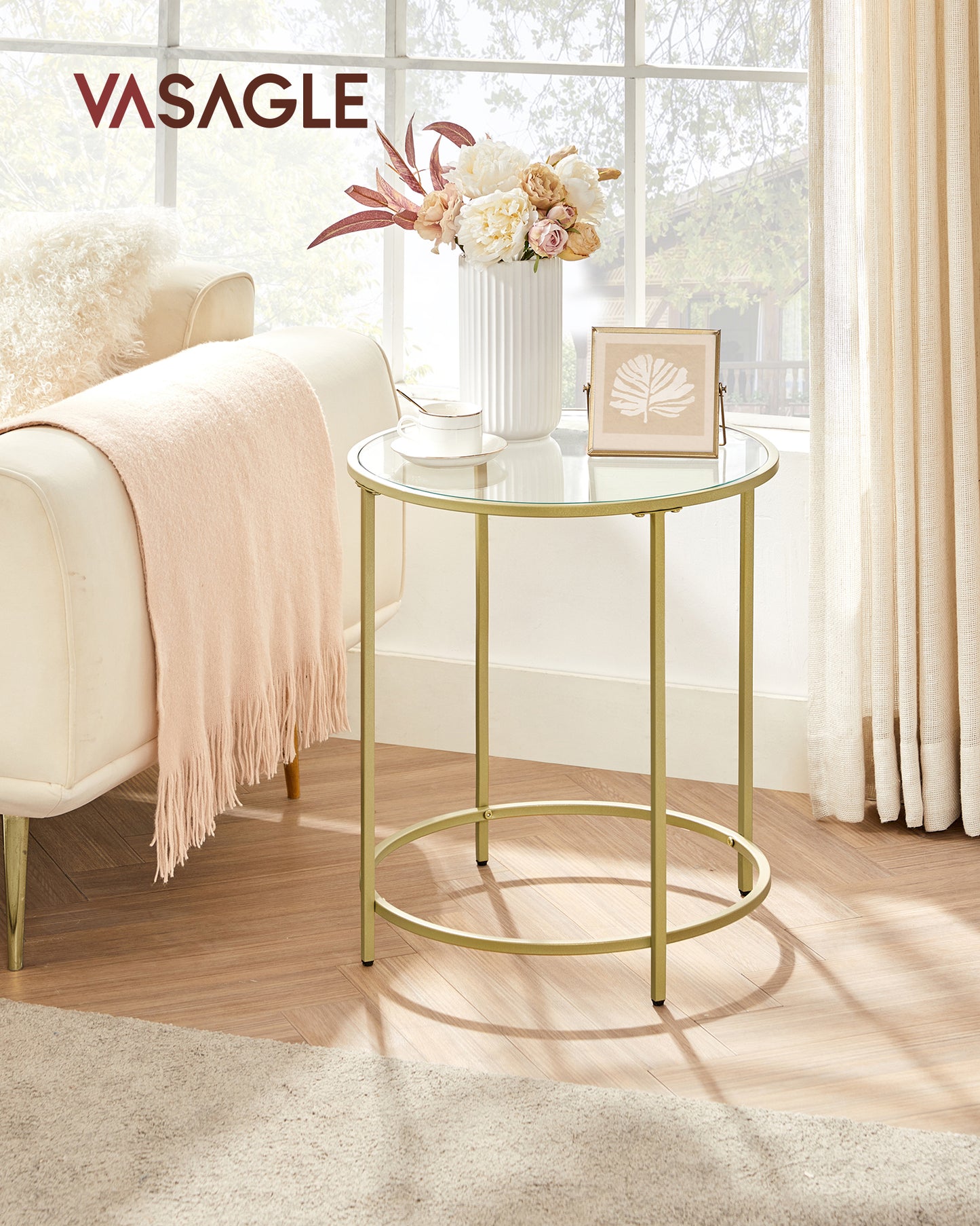 VASAGLE Round Side Table Set of 2