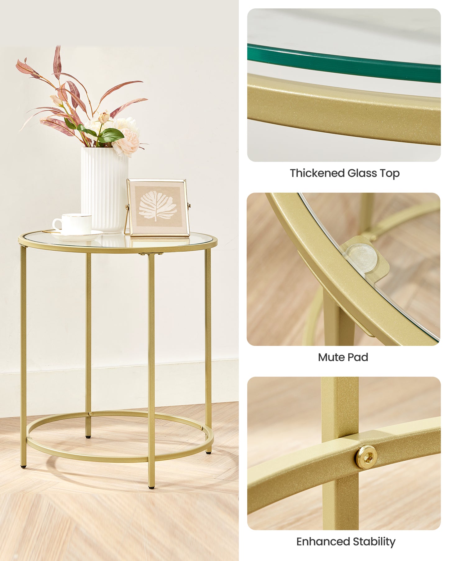 VASAGLE Round Side Table Set of 2