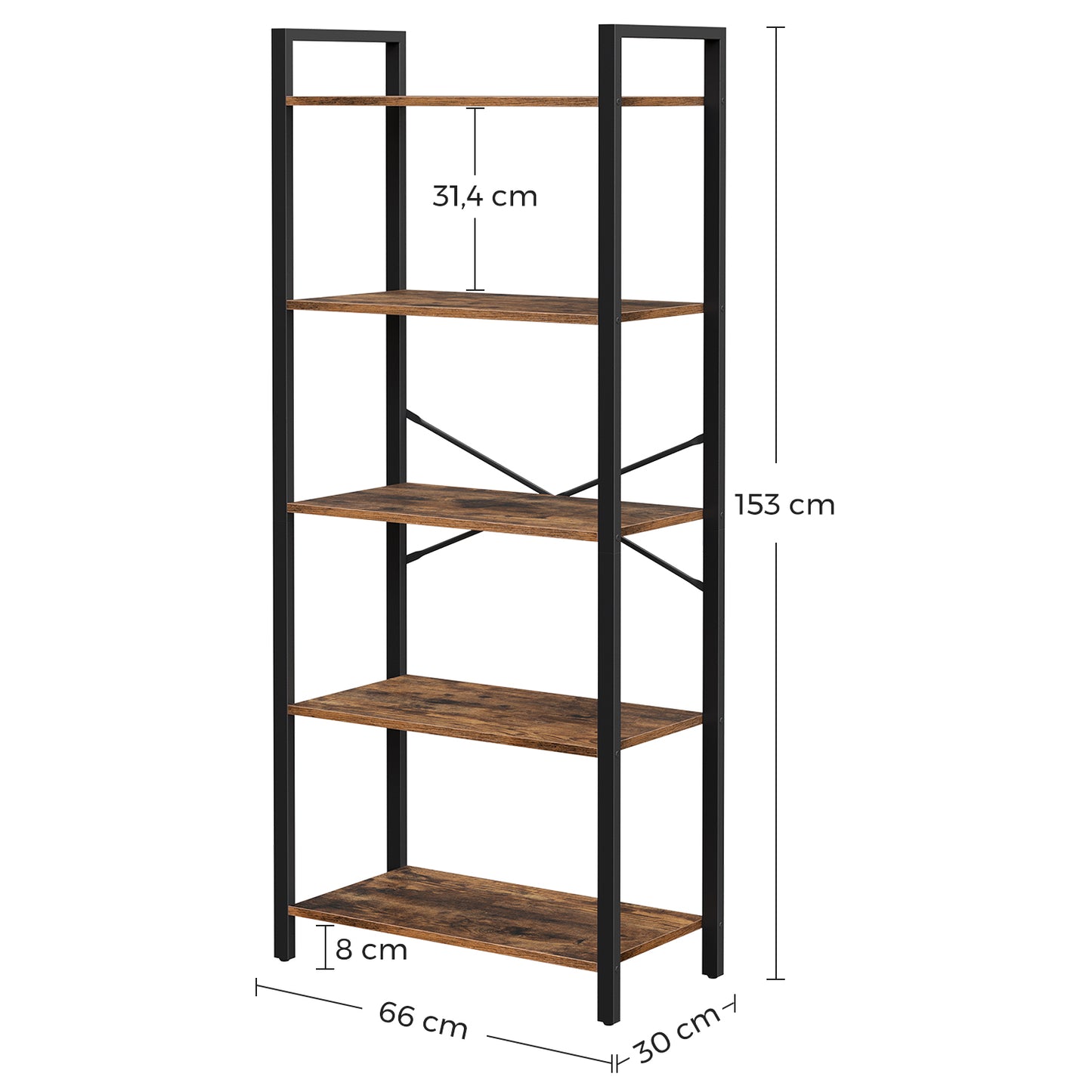 VASAGLE Bookcase, Bookshelf 5 Tier Shelf (Last three stock)