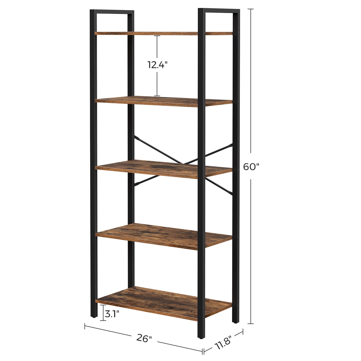 VASAGLE Bookcase, Bookshelf 5 Tier Shelf (Last three stock)