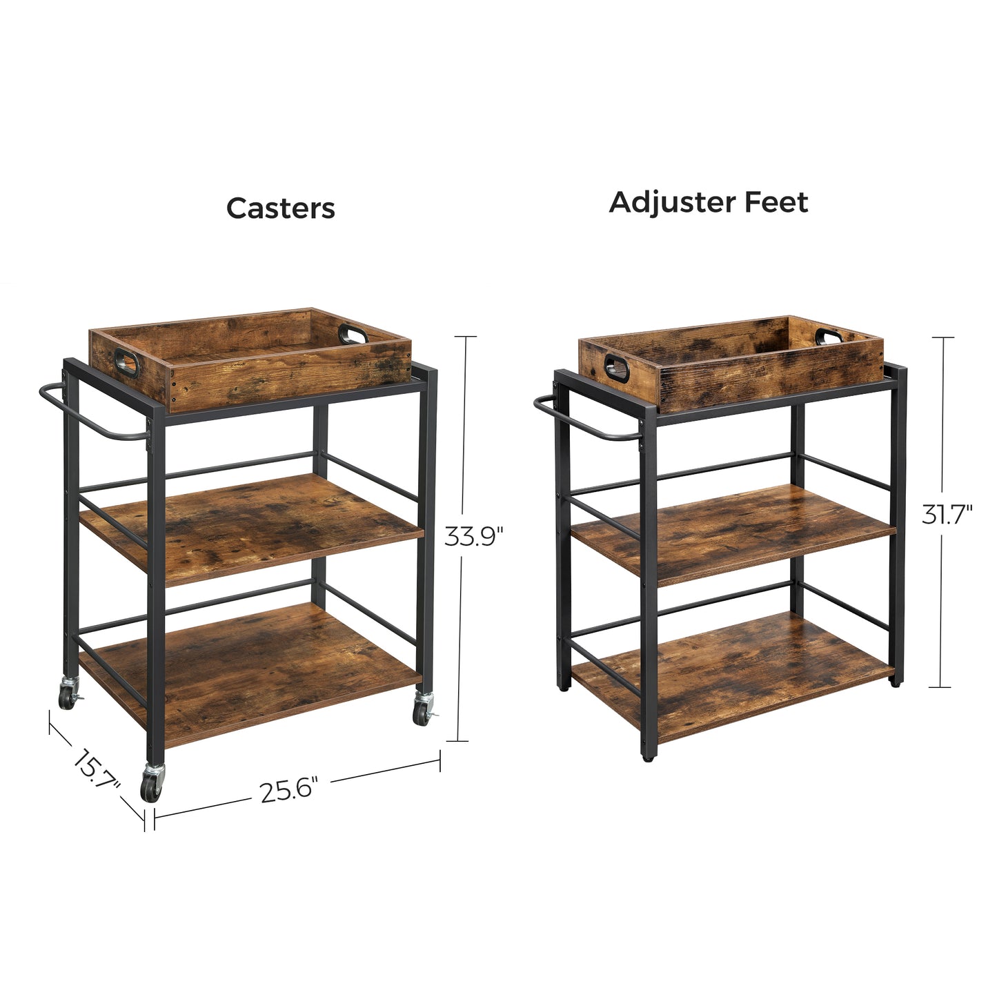 VASAGLE Industrial Bar Cart for The Home, Serving Cart