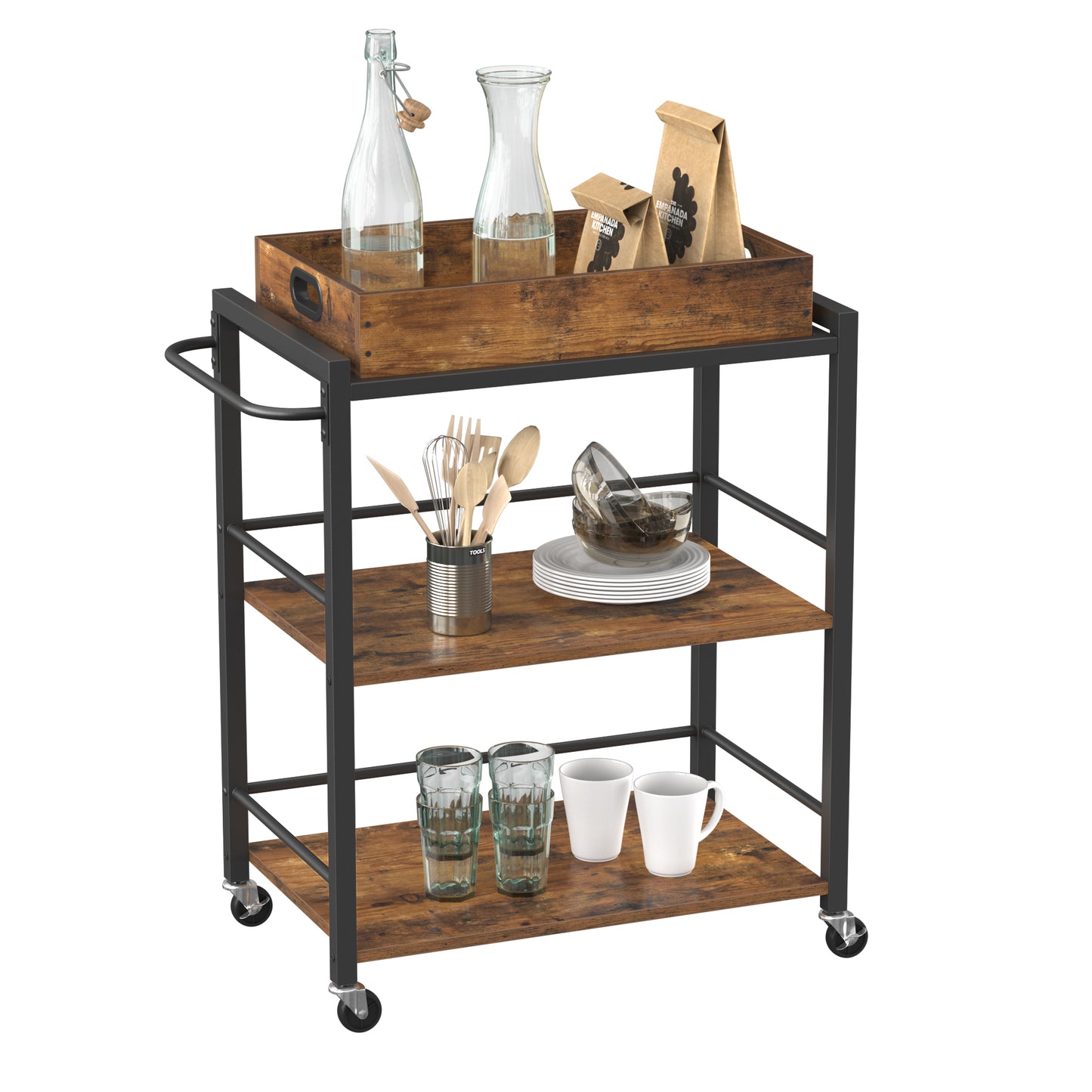 VASAGLE Industrial Bar Cart for The Home, Serving Cart