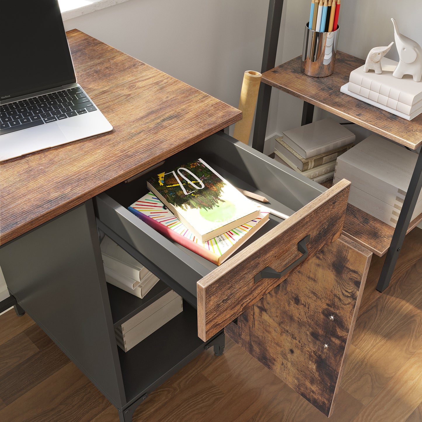 **CLEARANCE** VASAGLE Computer Desk with Drawer and Cabinet for Home Office