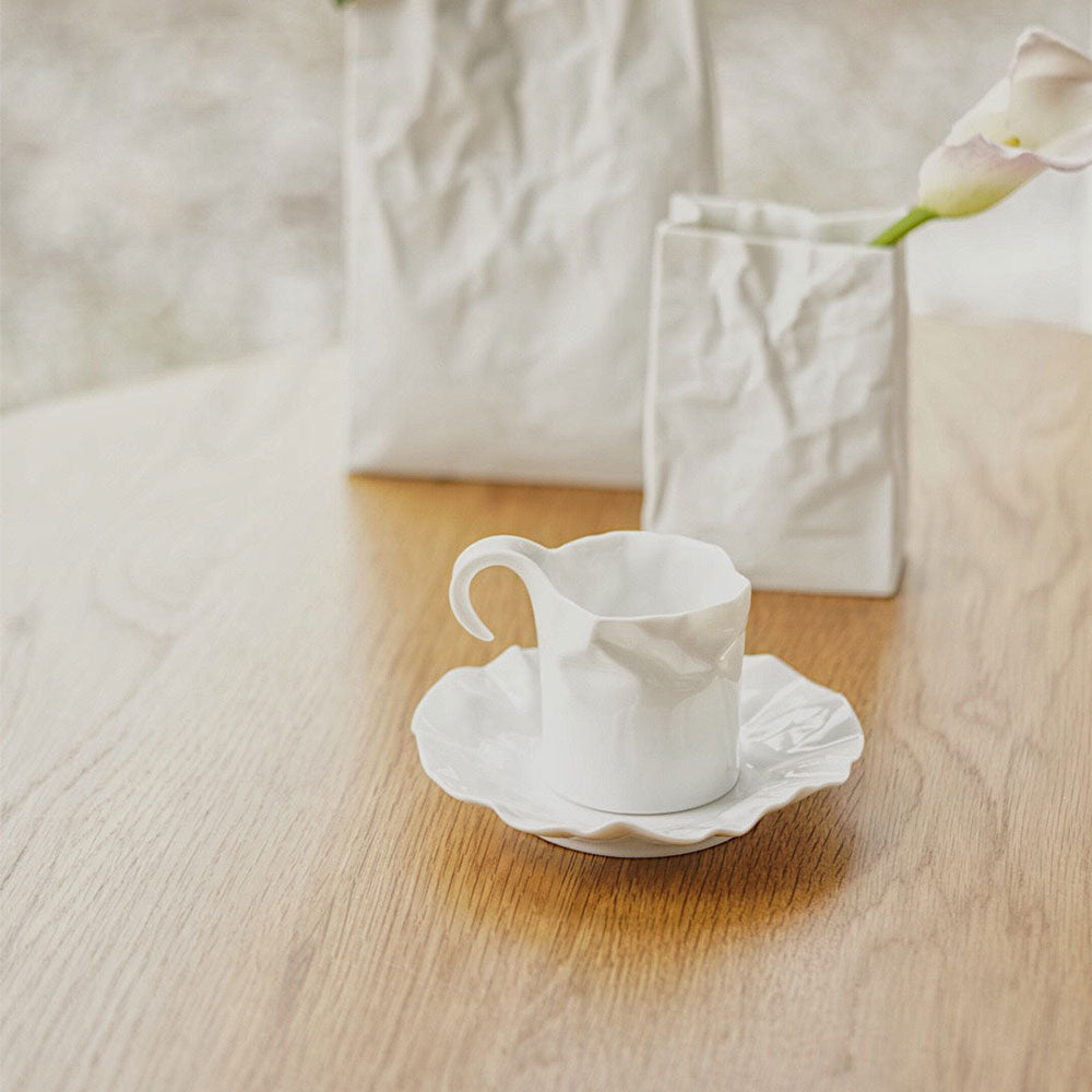 【Made in Japan】Ceramic Japan New Crinkle Cup & Saucer | Makoto Komatsu