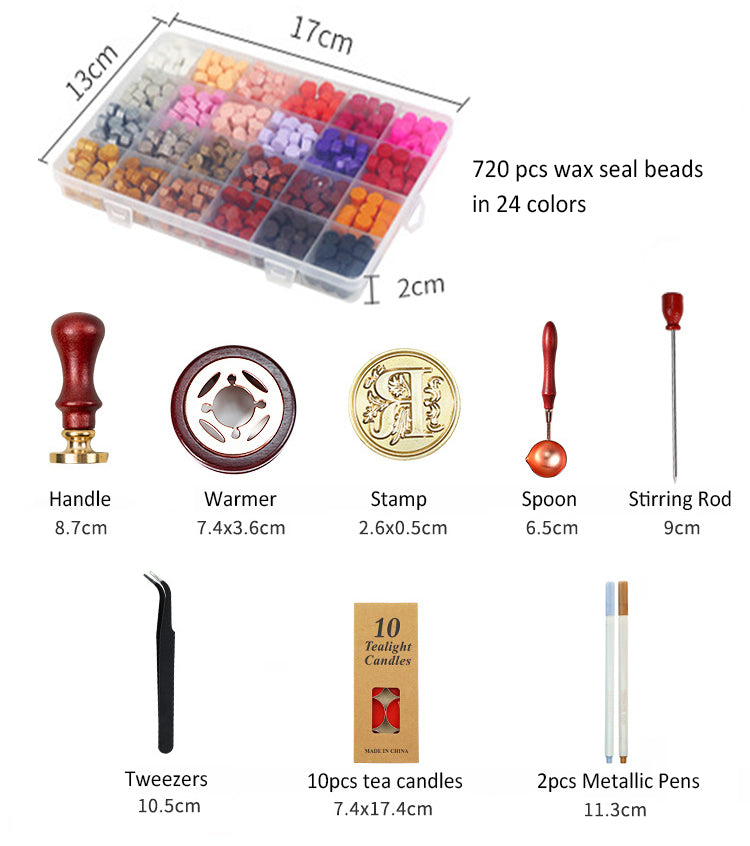 Wax Seal Stamp with Sealing Wax Beads Tool Kit 670-720 Pcs