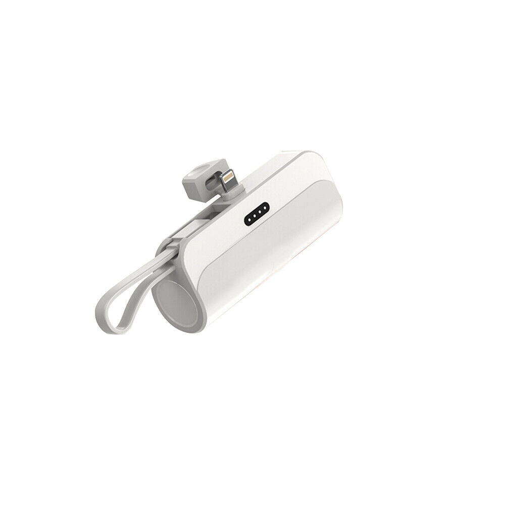 Mini Power Bank Portable 6500mAh UltraCompact Power Bank Battery Pack For iPhone/Android (Lightning / Type-C) White