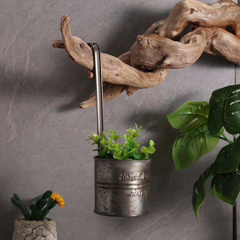 Vintage Iron Hanging Metal Flowerpot 2PCS